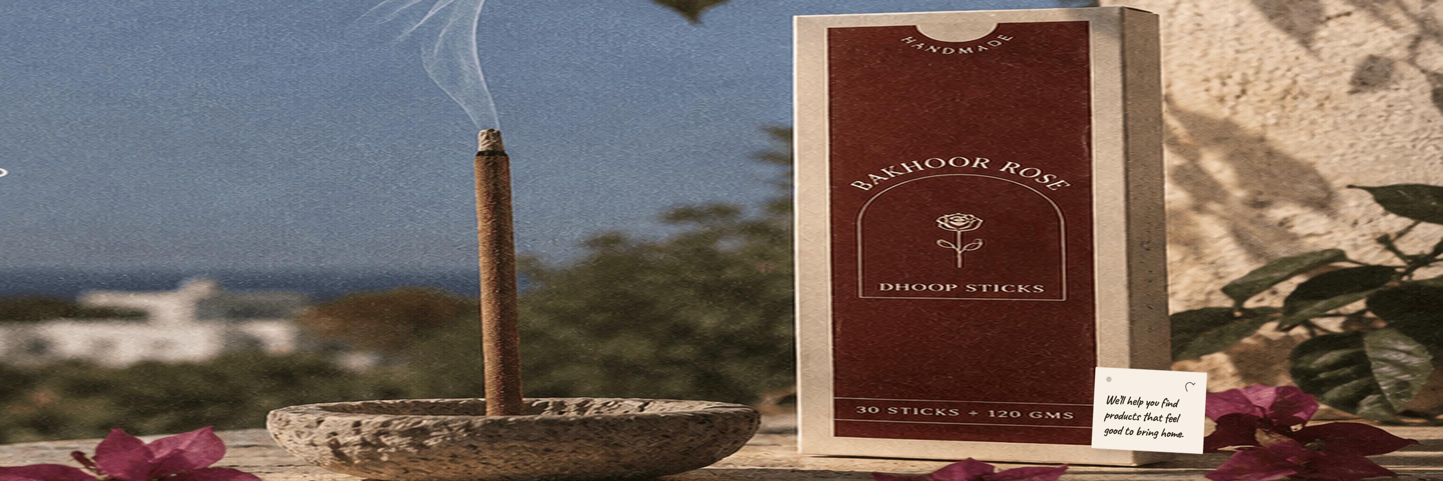 Thoughtfully made natural products arranged in a sunlit setting