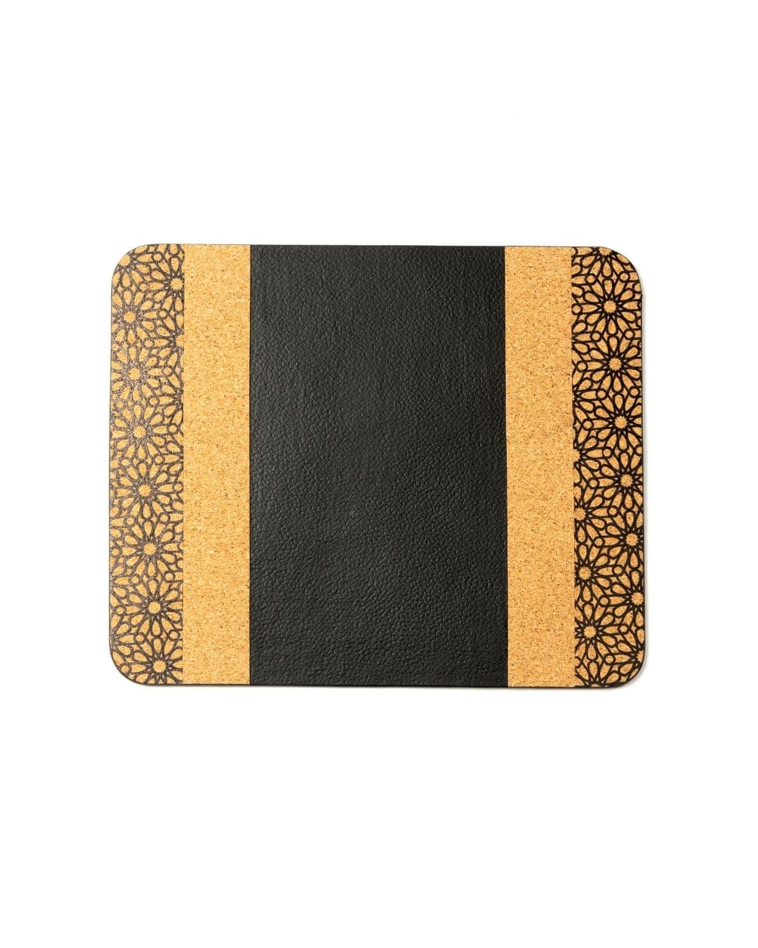  Mouse Pad | Plant Leather & Cork | Rectangular (Black and cork)