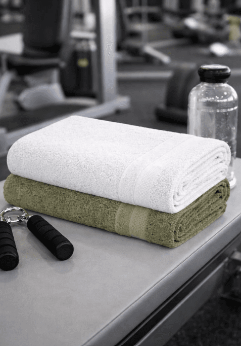 Bamboo Bath Towel | Pack of 2 | Ultra Soft, Super Absorbent & Quick Dry | Green & White