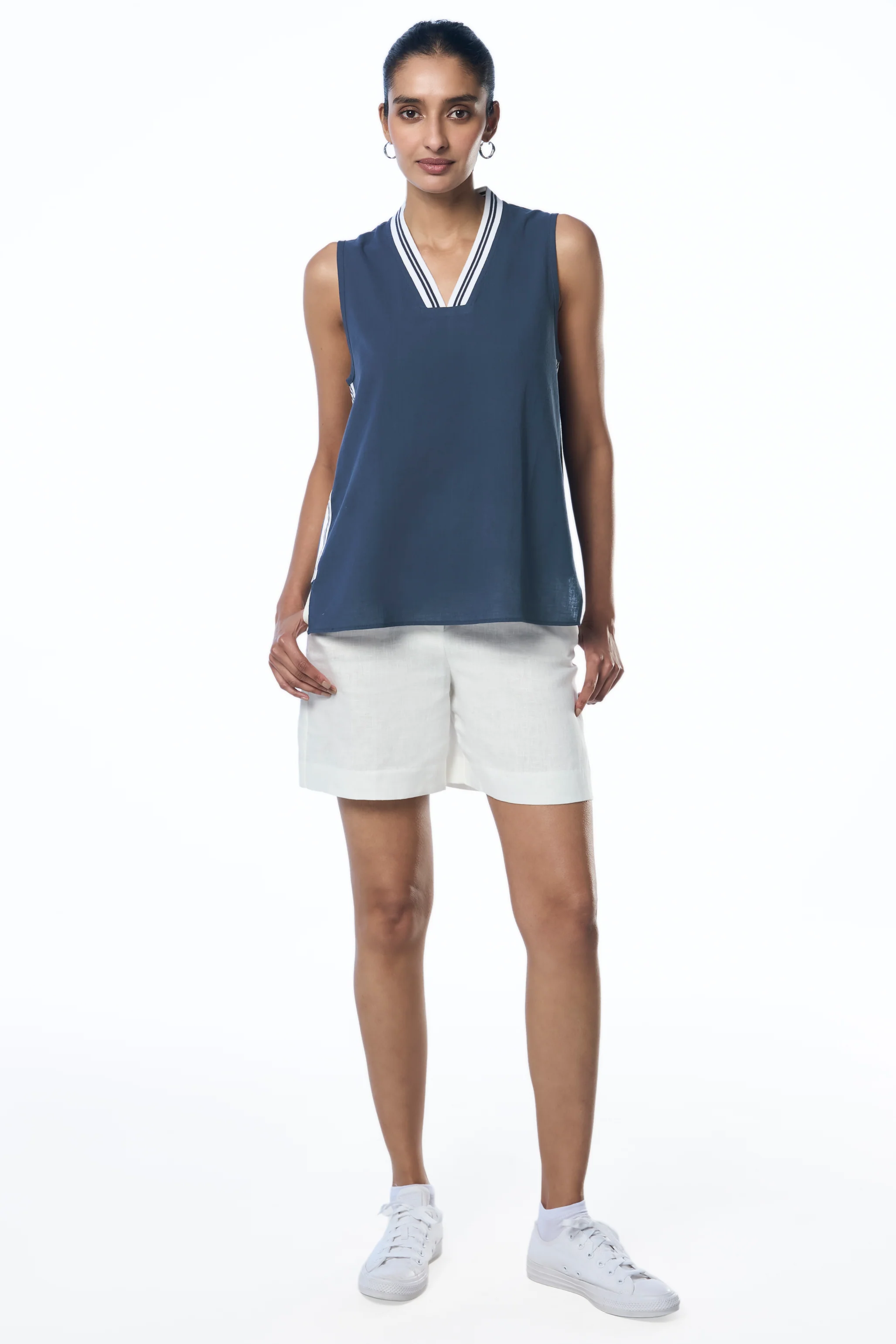 Alicia Khadi Women's Top | Smart Fit | Sunset Navy