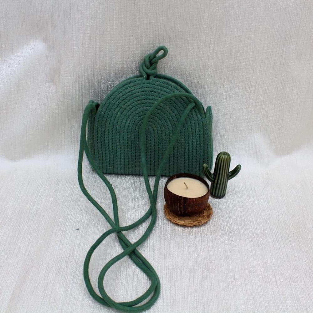 Green Jute Sling Bag for Women – Handmade Eco-Friendly Crossbody Bag 