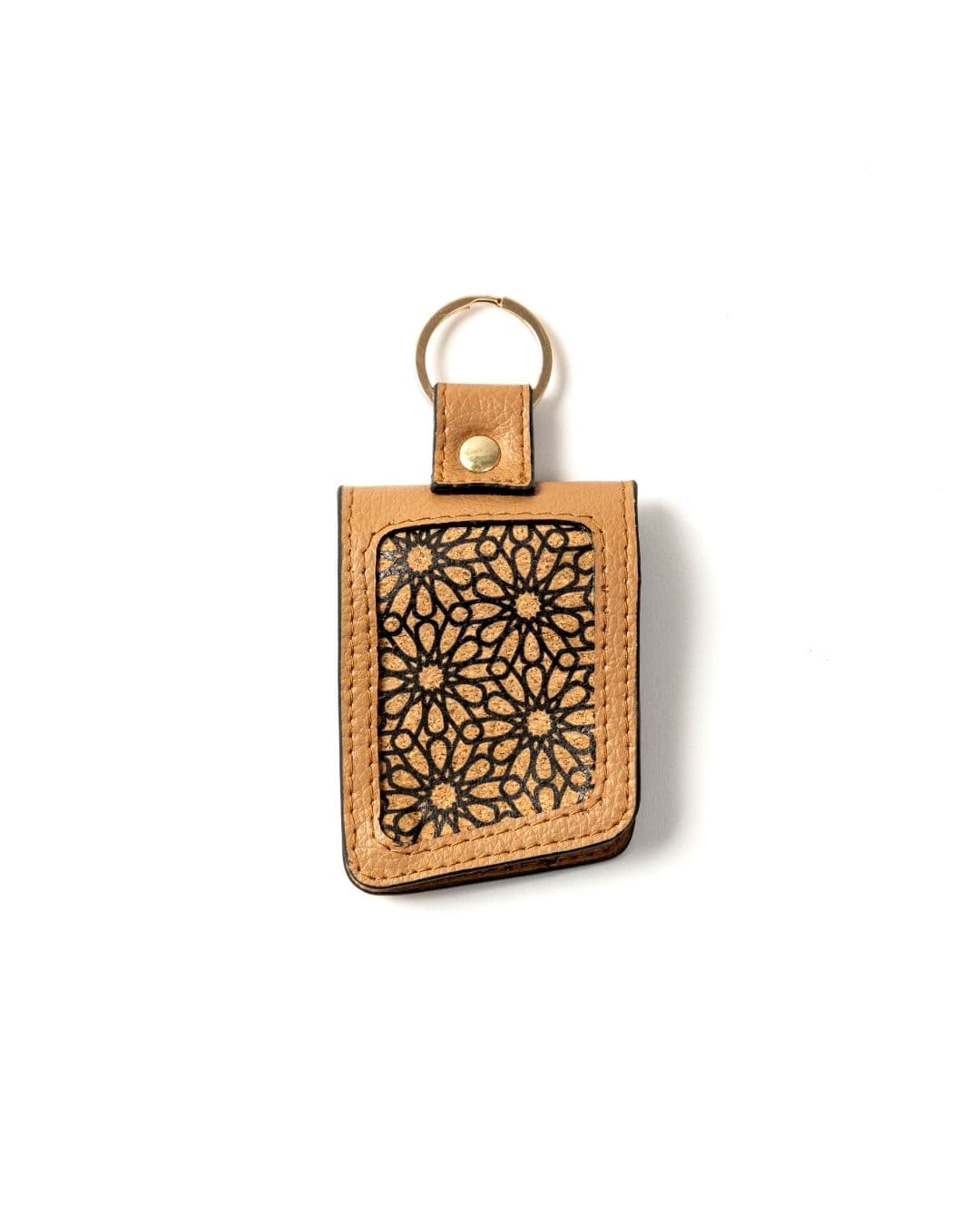 Key Chain - Plant Leather & Printed Cork - Caramel