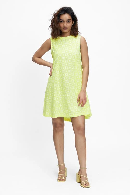 Women's 100% Organic Khadi Cotton Polaris Brunch Dress – Resort Fit | Aurora Yellow