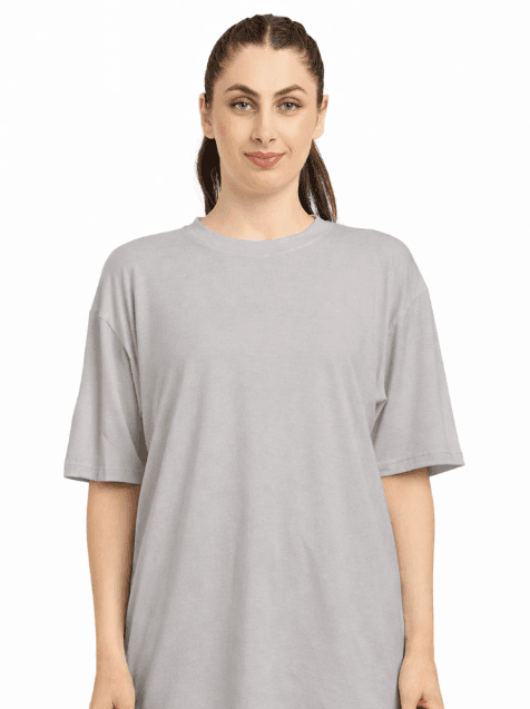 Women's Oversized Bamboo T-Shirt | Gen Z Streetwear | Plain - Gray