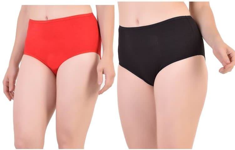Bamboo Fabric Hipster Panty - Red and Black - Pack of 2