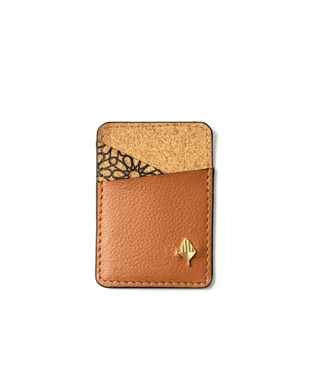 Theo Card Holder Plant Leather & Cork -2 Card Slots T - awny Brown