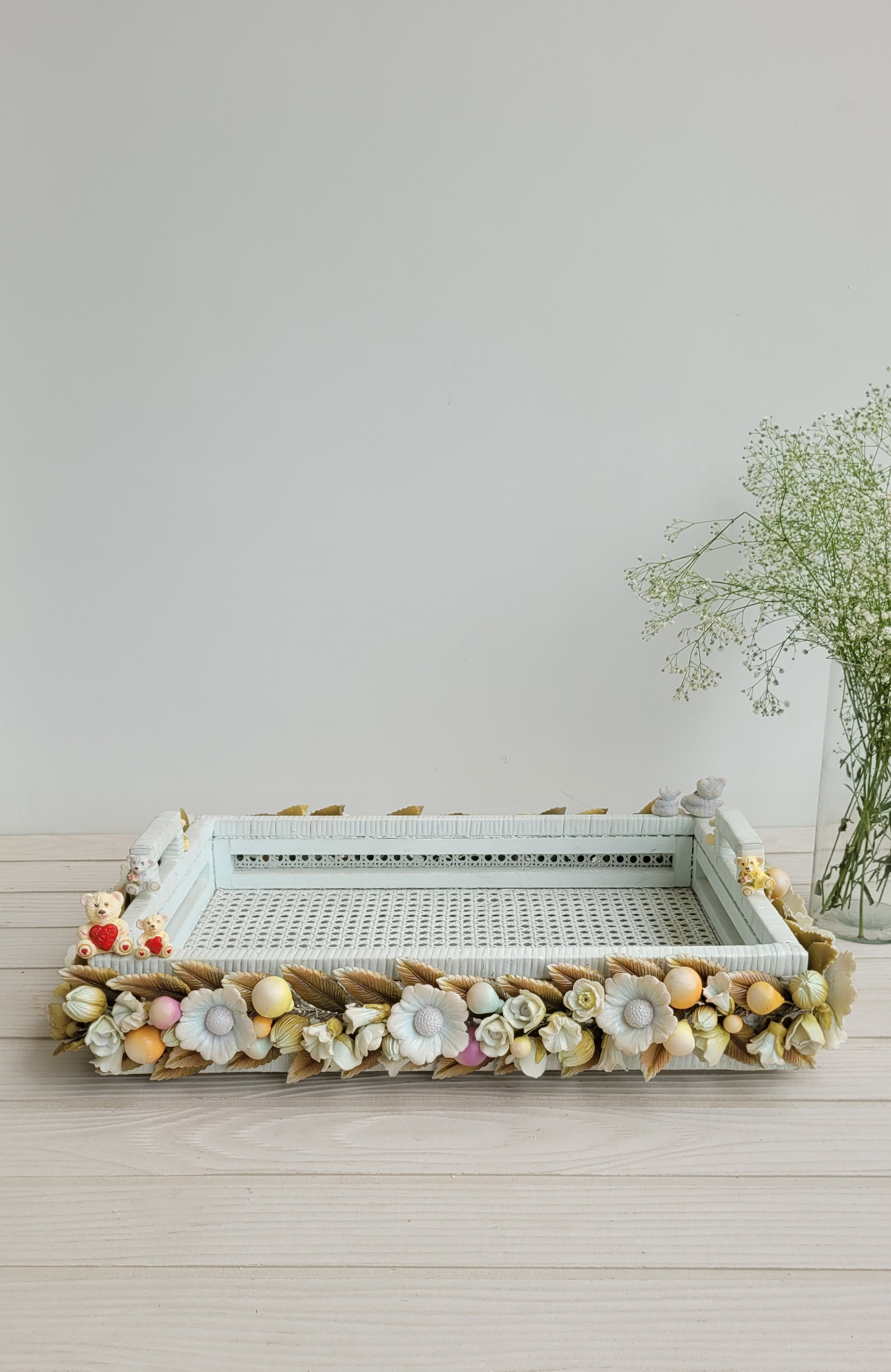 Teddy Tray | Whimsical Wicker - Sky