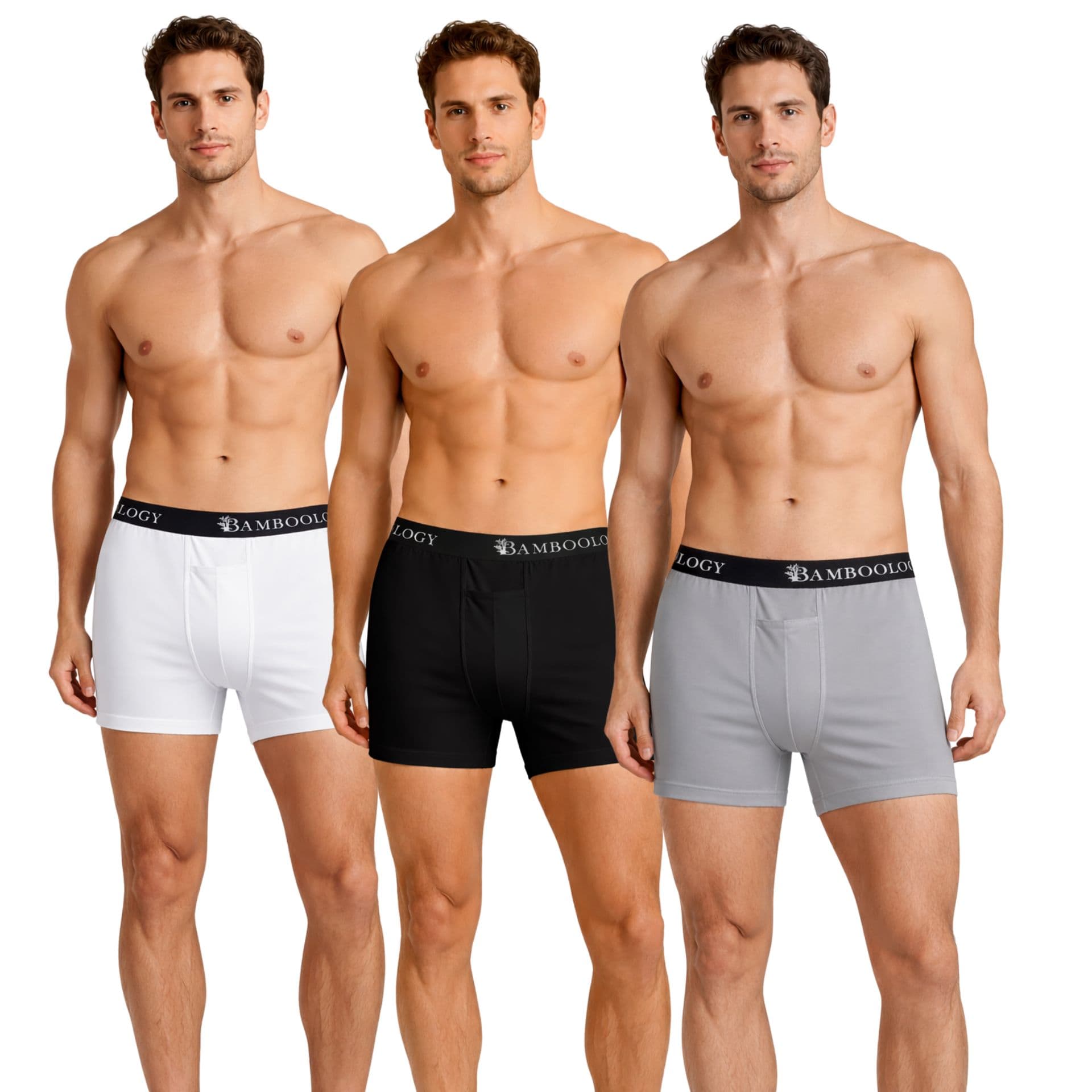 Men's Bamboo Frenchie Fit Underwear | Black, Grey & White | Pack of 3