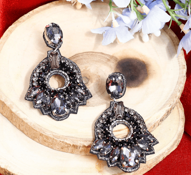 Women's Black & Silver Crystal Earrings | Midnight Bling Statement Jewelry