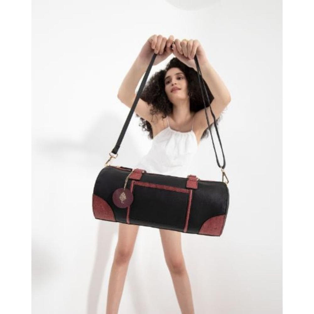 SALACIA Duffle Bags Cactus Leather & Coconut Leather Zip closure - Black & Madder Red