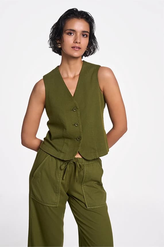 Ara Women's Waistcoat | Smart Fit | Olive