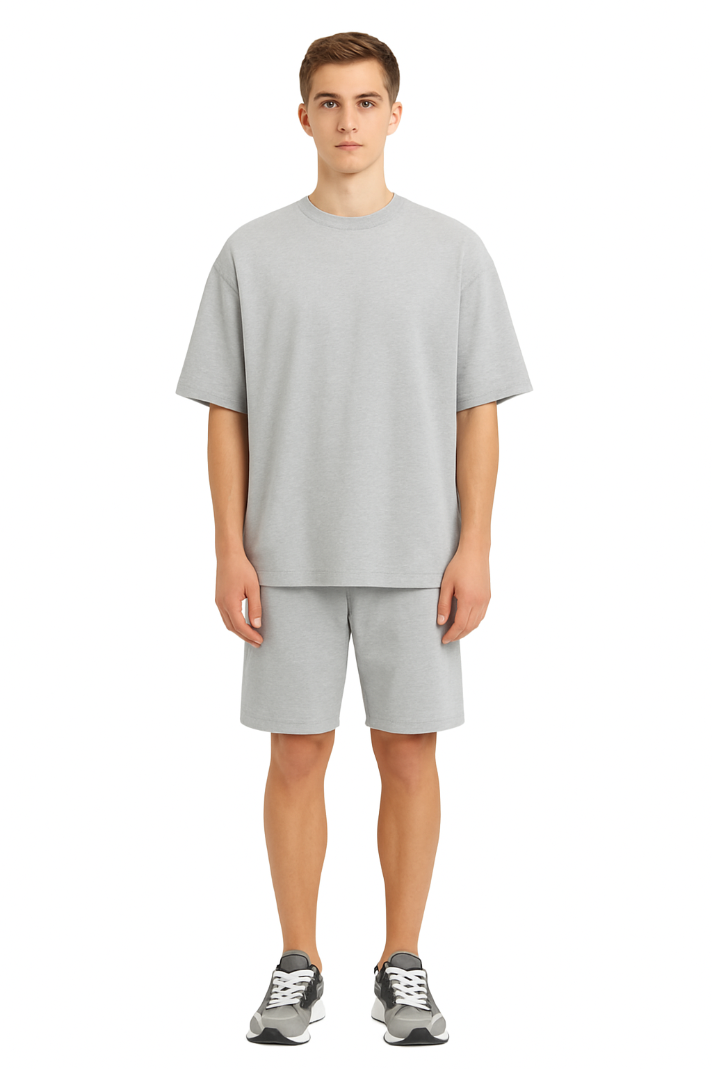 Men's Oversized Bamboo T-Shirt & Shorts Lounge Set | Ultra-Soft Breathable Co-ord Set |  Grey