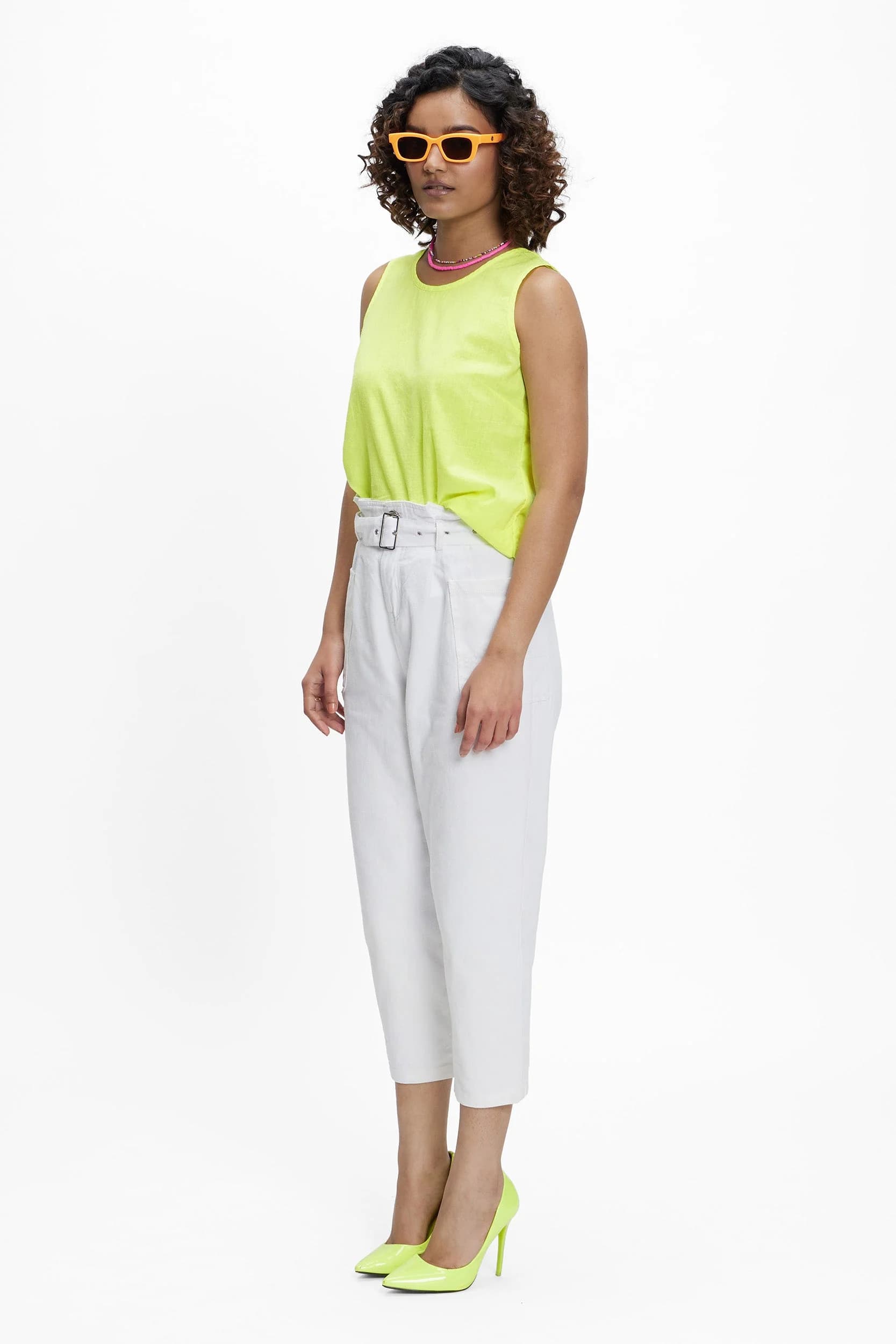Women's 100% Organic Khadi Cotton Vesta Sleeveless Blouse – Resort Fit | Aurora Yellow
