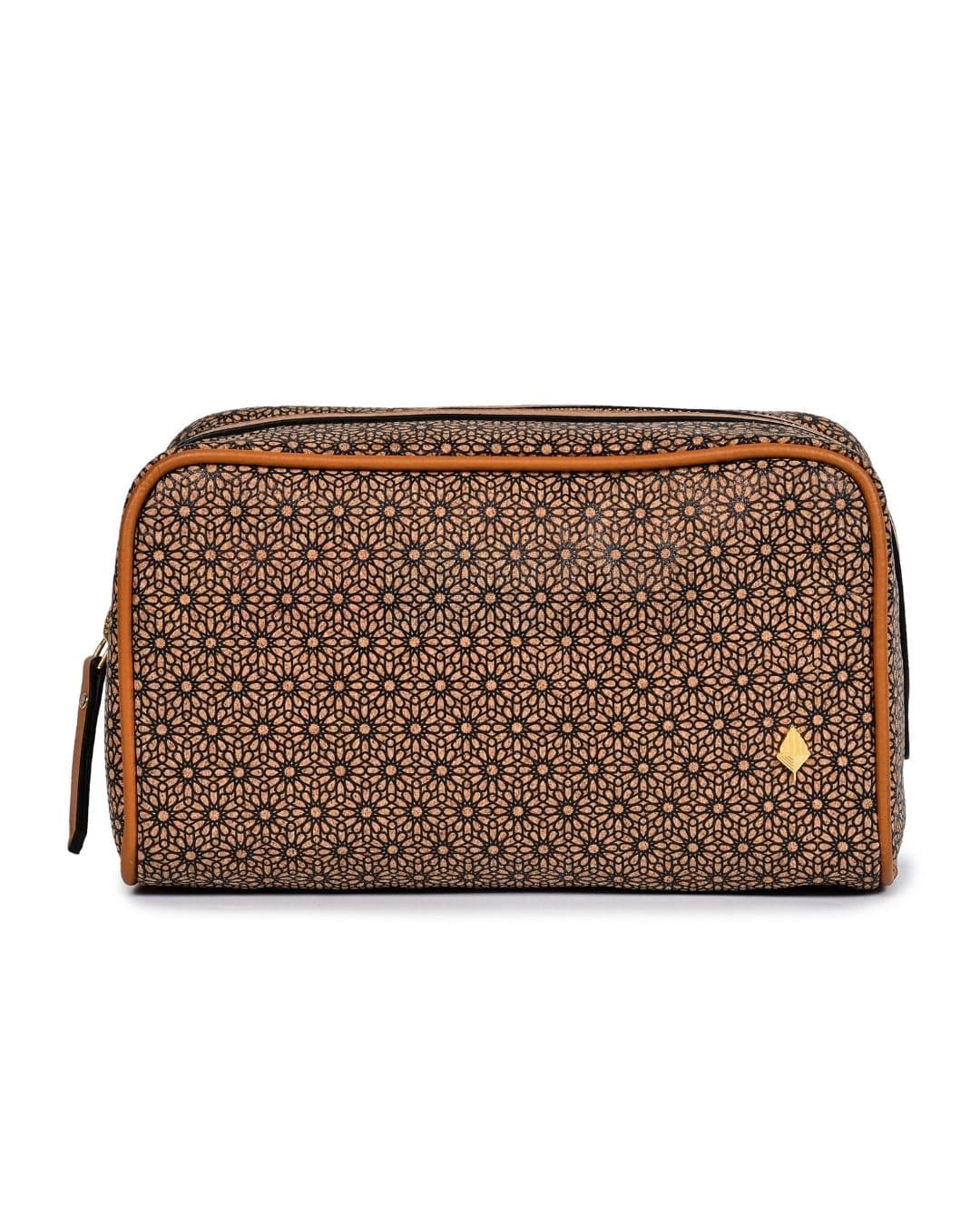 Utility Kit - Plant Leather & Cork Printing - Handle and a Zip Closure - Black