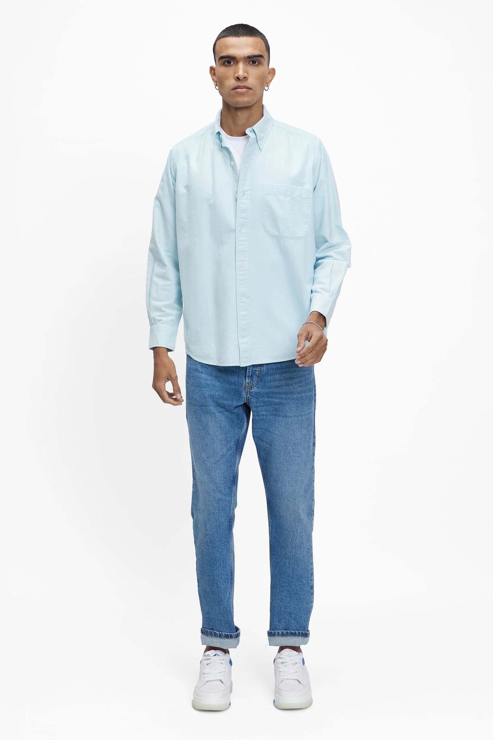 Men's 100% Organic Khadi Oxford Cotton Zama Button-down Shirt– Easy Fit | Ocean