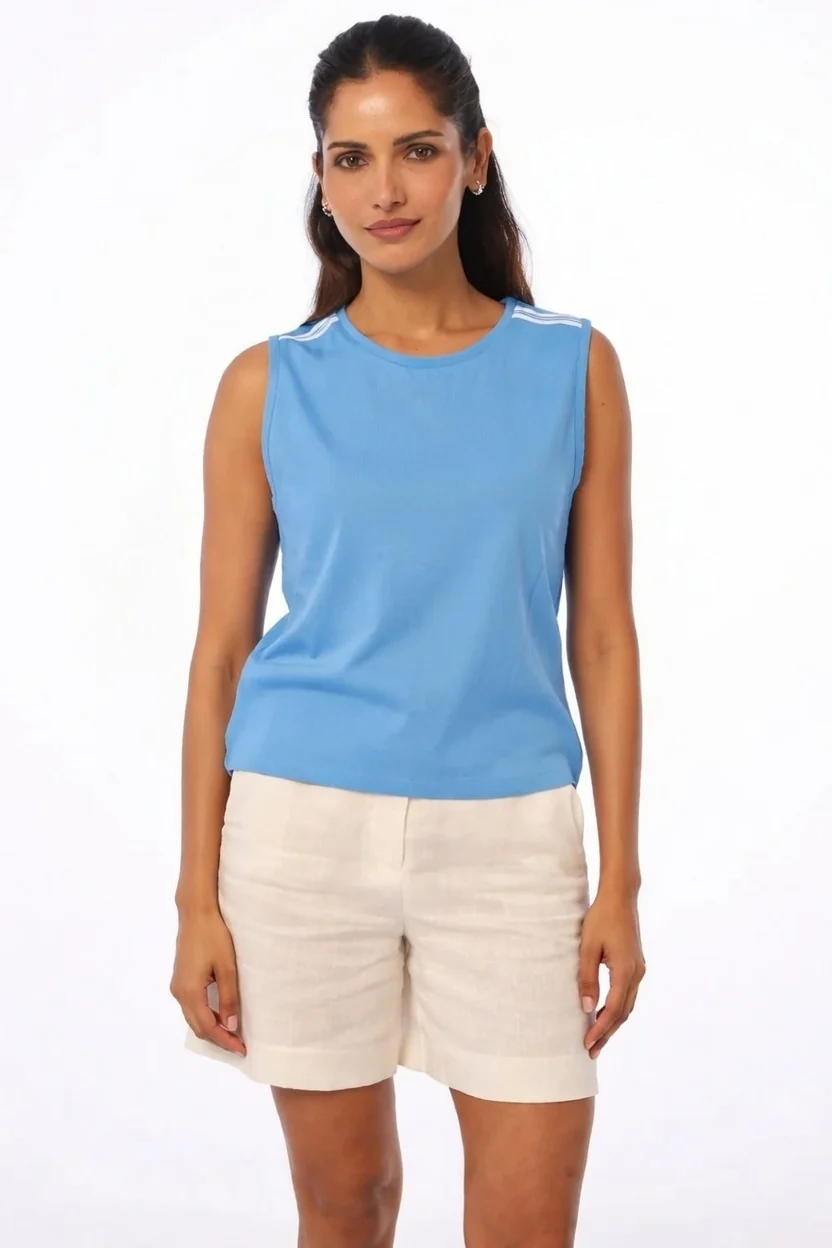 Women's 100% Khadi Cotton Sabrina Khadi Move Tank – Smart Fit | Athena Blue