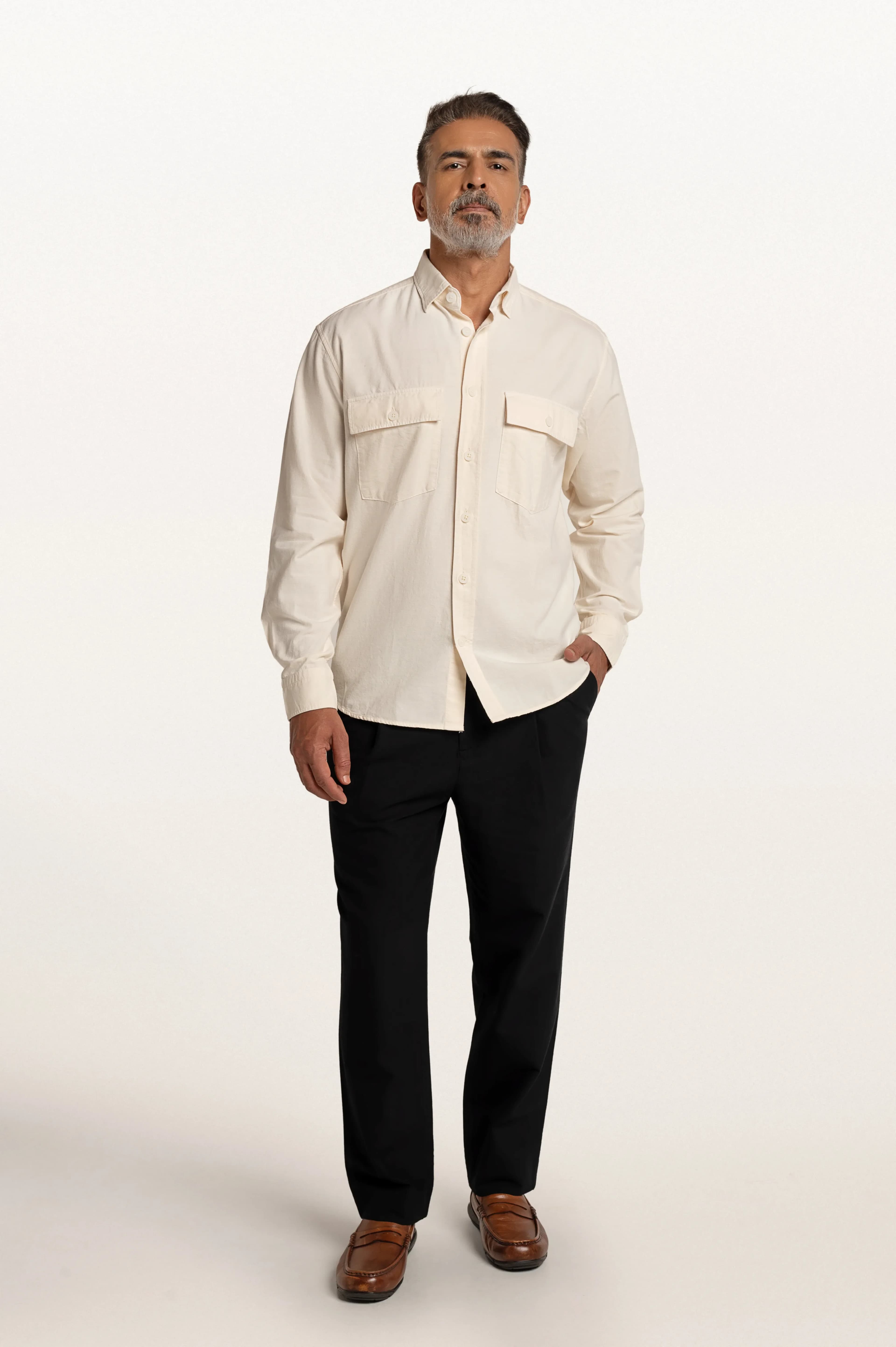 Men's 100% Organic Cotton Sian Khadi Overshirt – Smart Fit | Ivory