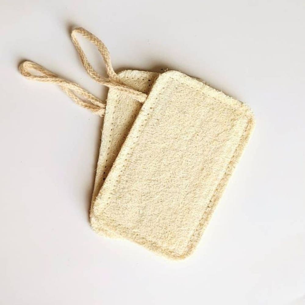 Natural Loofah Body Scrubber (Pack of 2, Rectangle) – Exfoliating Bath Sponge for Smooth Skin