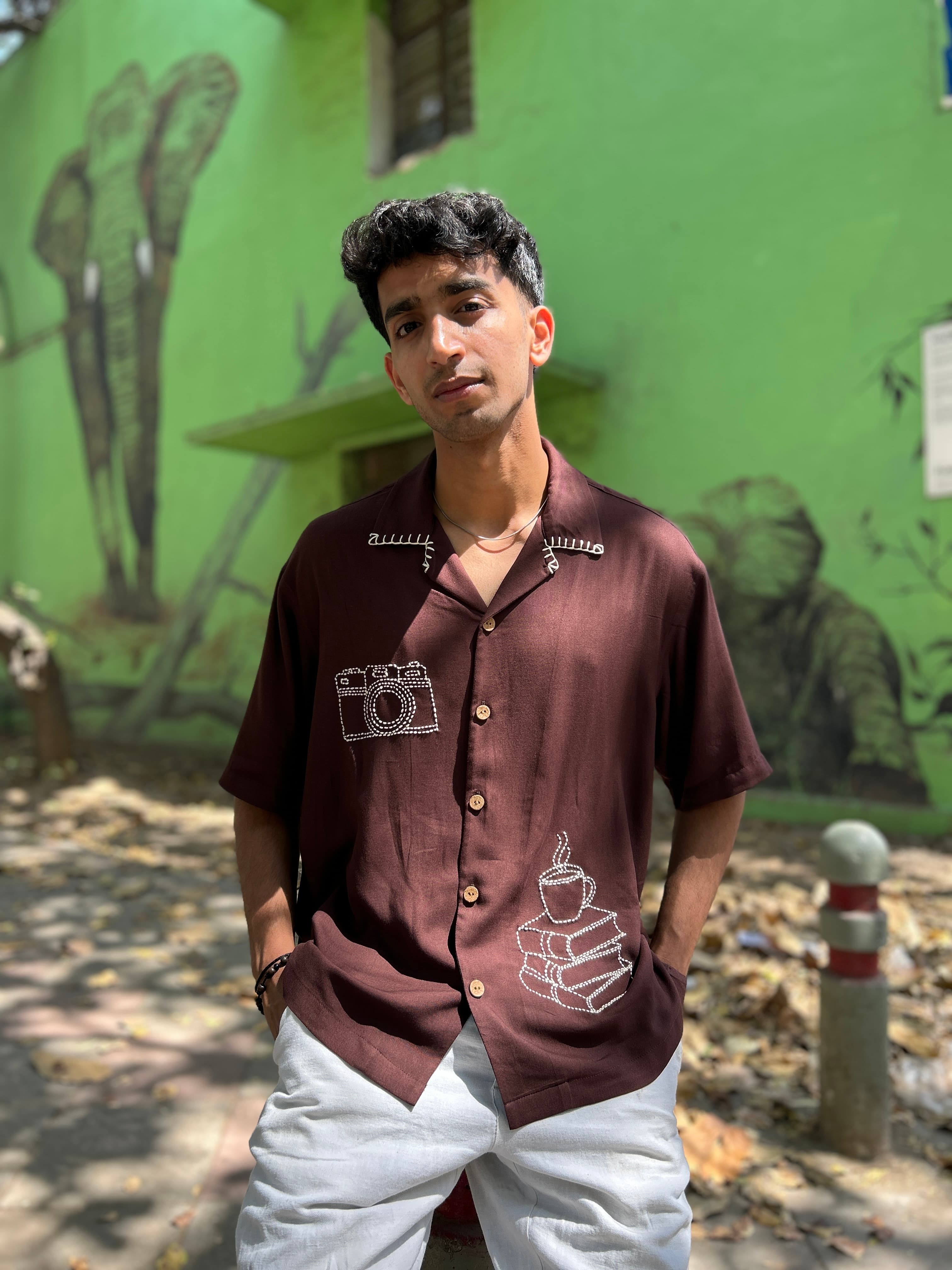 Vienna Embroidered Modal Viscose Shirt with Kantha Embroidery 