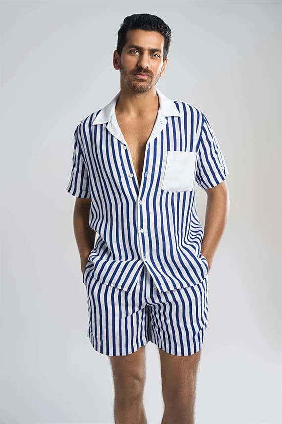 Andros Pinstripe Stripe Men's Shirt | Smart Fit | Blue