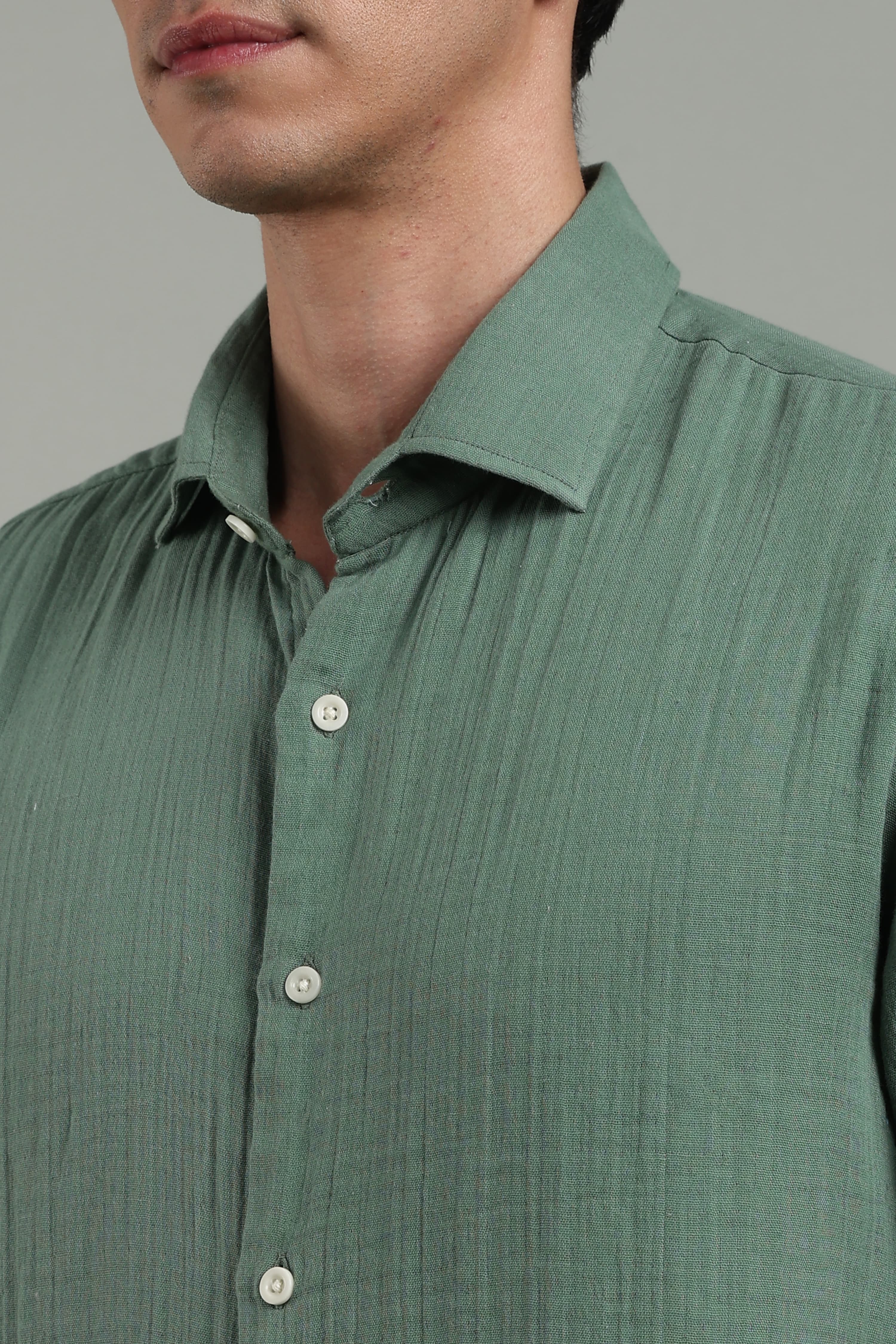 Moss Cotton Gauze Shirt – Ultra Lightweight Crinkle Summer Shirt 2