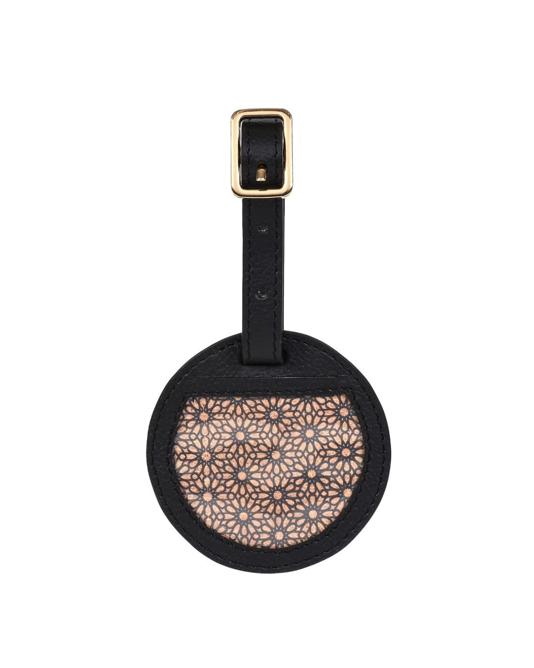 Green Heritage Travel Tag - Plant Leather & Printed Cork | Circular Cutout - Black