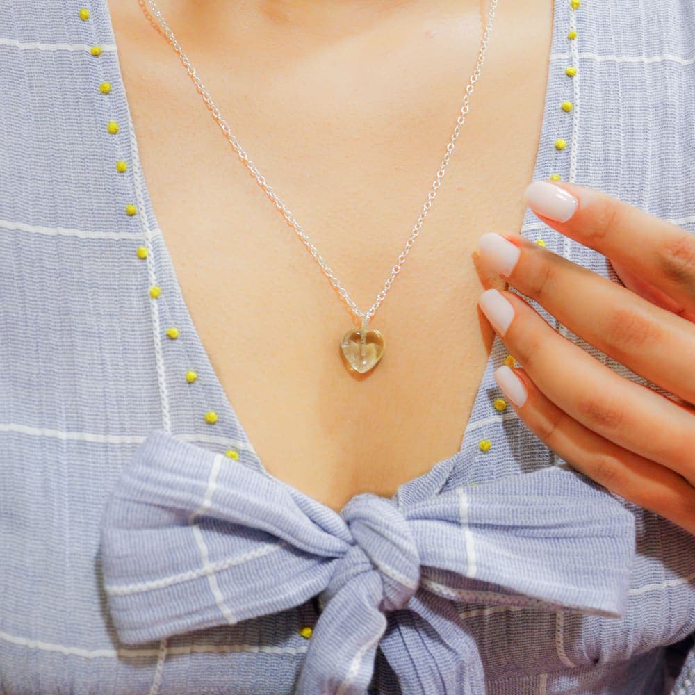 Smoky Quartz Stone Pendant with Silver  Chain