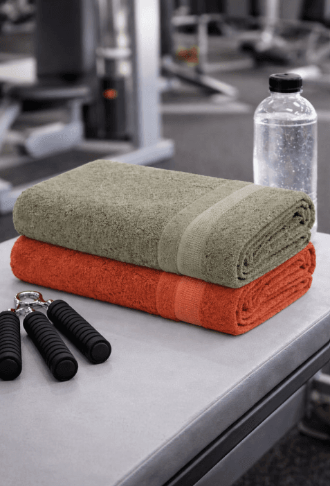 Bamboo Bath Towel | Pack of 2 | Ultra Soft, Super Absorbent & Quick Dry | Green & Rust Red