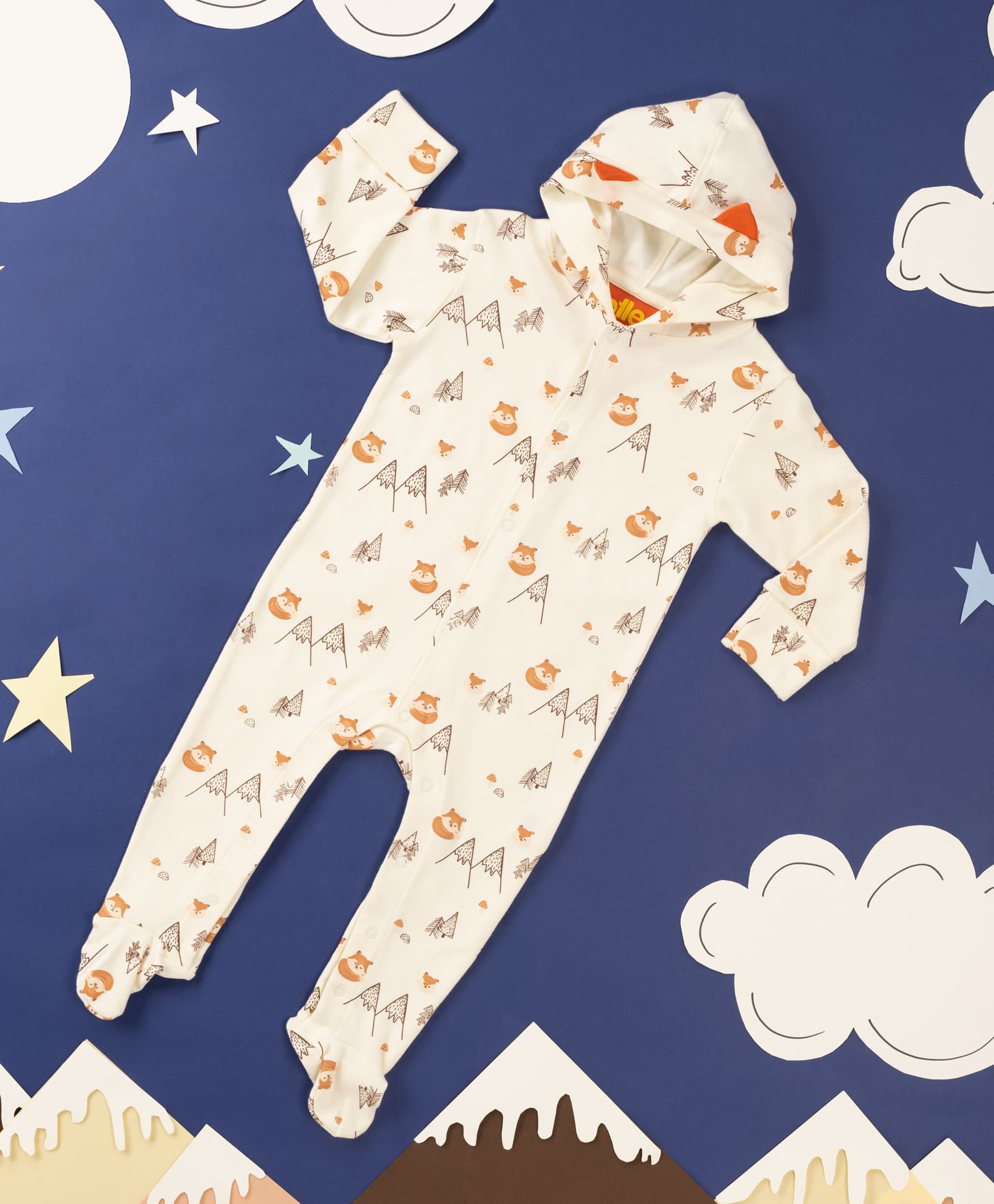 Kids Sleepsuit | Printed - Off White