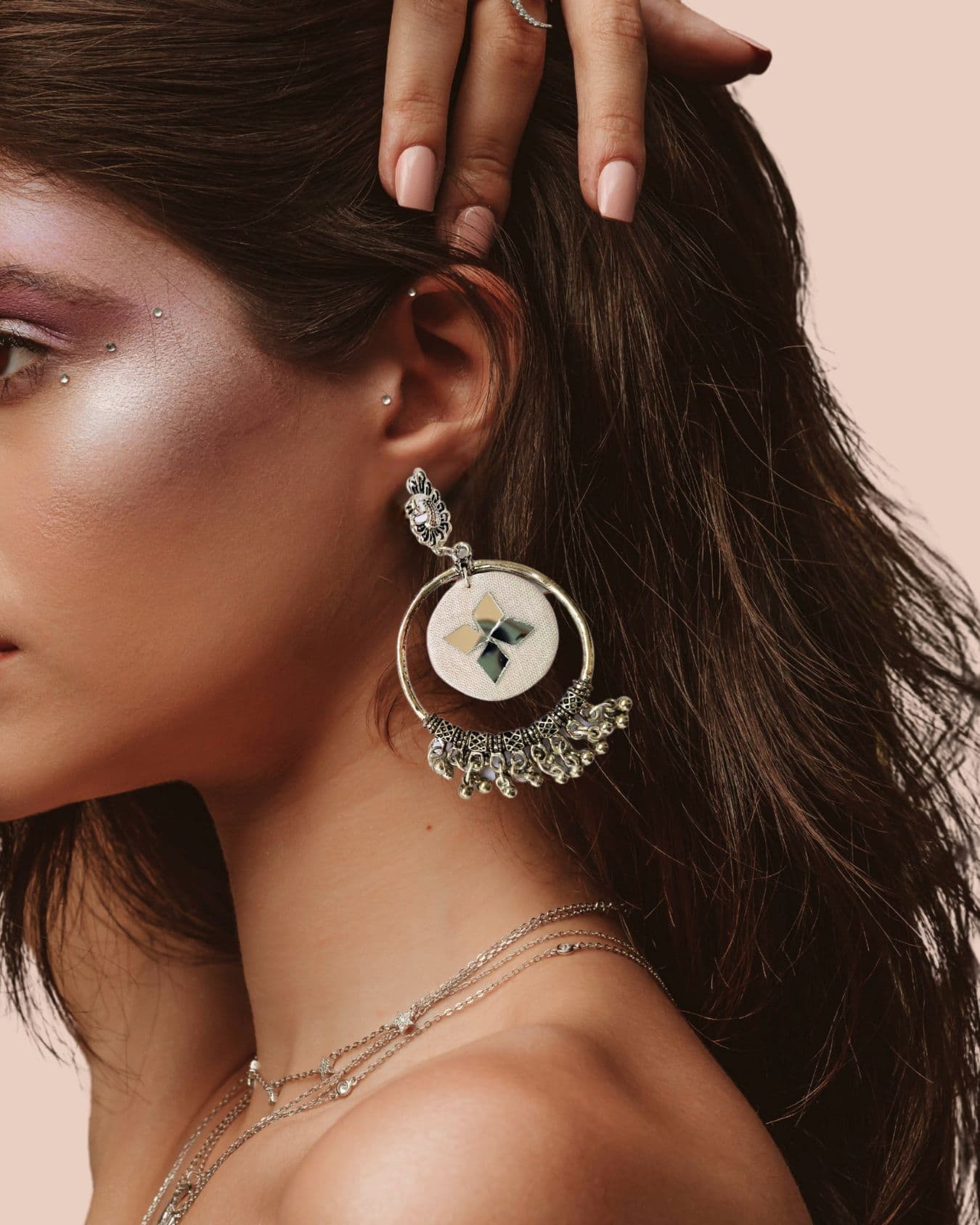 White Oxidised | Jhumka Bali Earrings