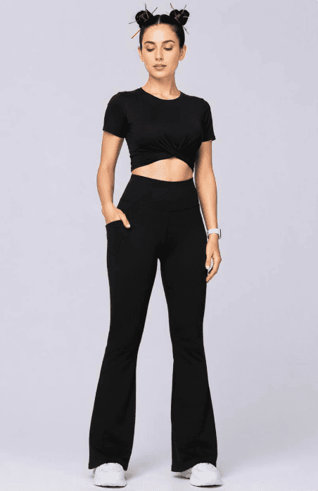 Women's Bootcut Yoga Pants with Pocket | Ultra-Soft Activewear | Black
