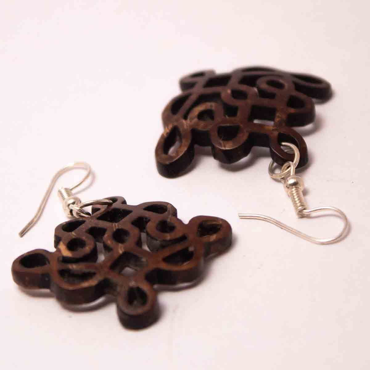 Coconutshell Earring - kolam design