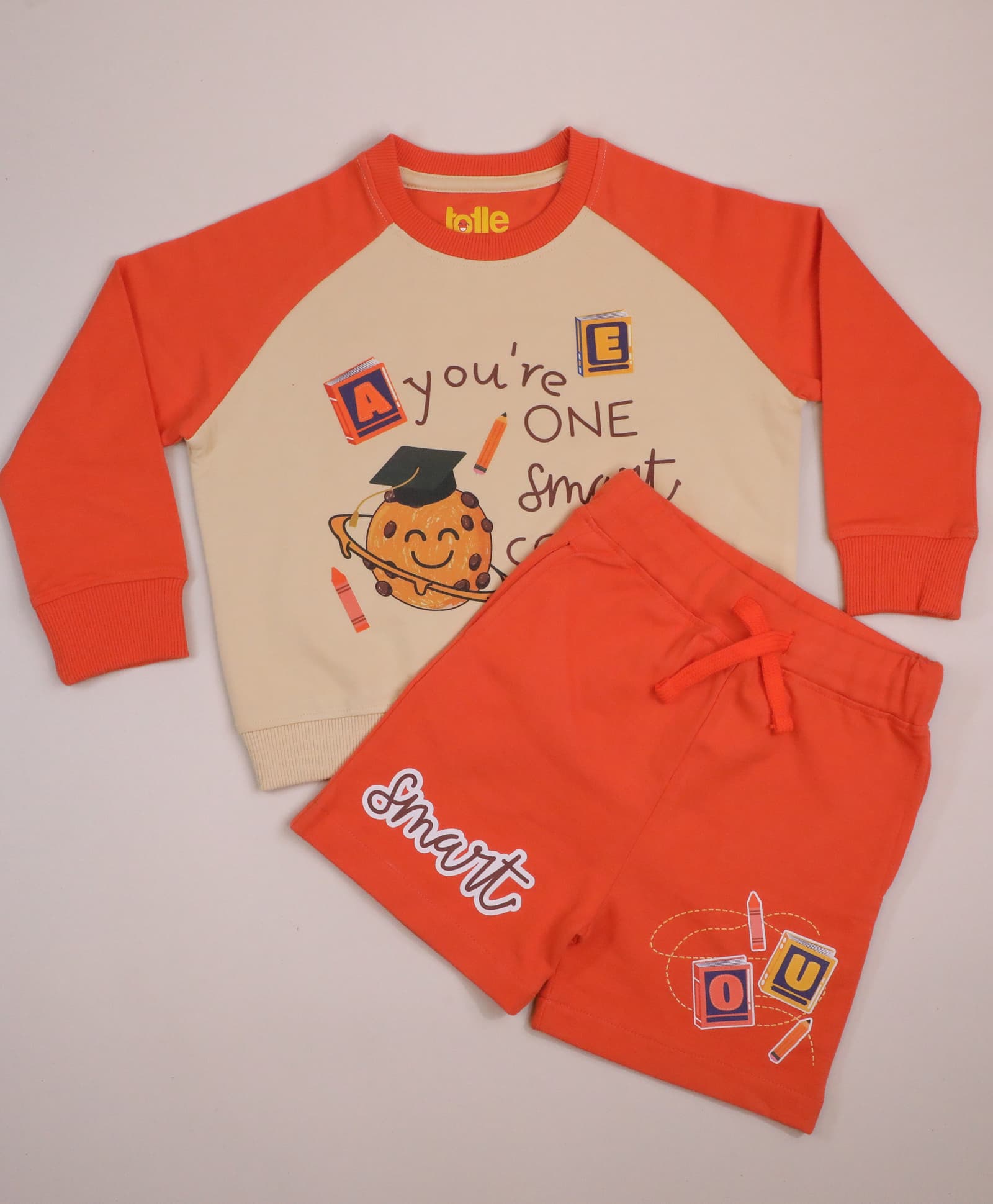Kids Co-ord Set | Printed -  Orange