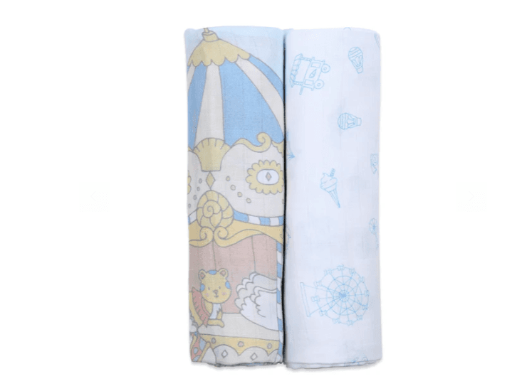 Organic Muslin Swaddles (Set of 2) - Carnival Blue