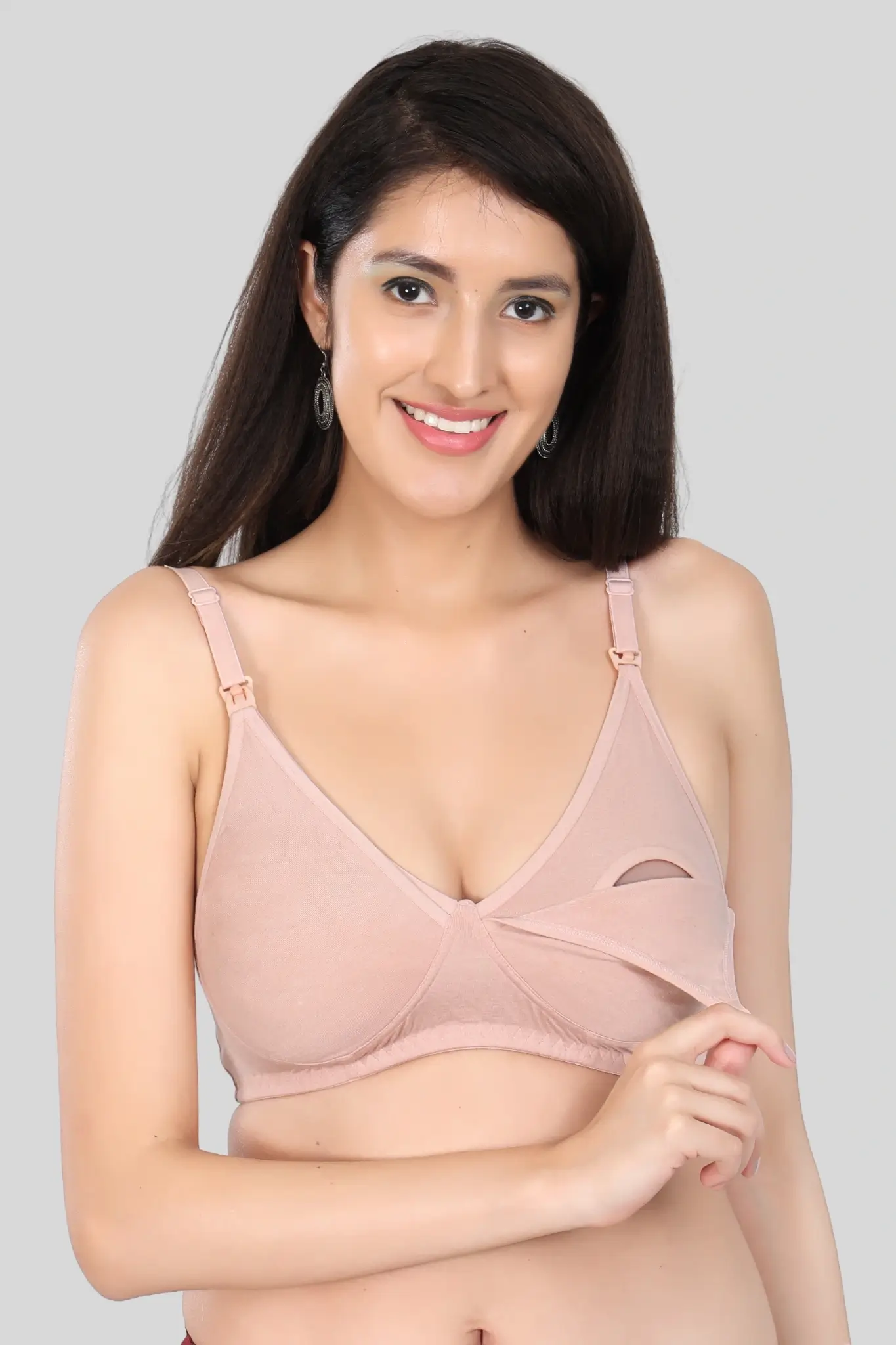 Bamboo Fabric Nursing and Maternity Bra For Breast feeding Women - Peach