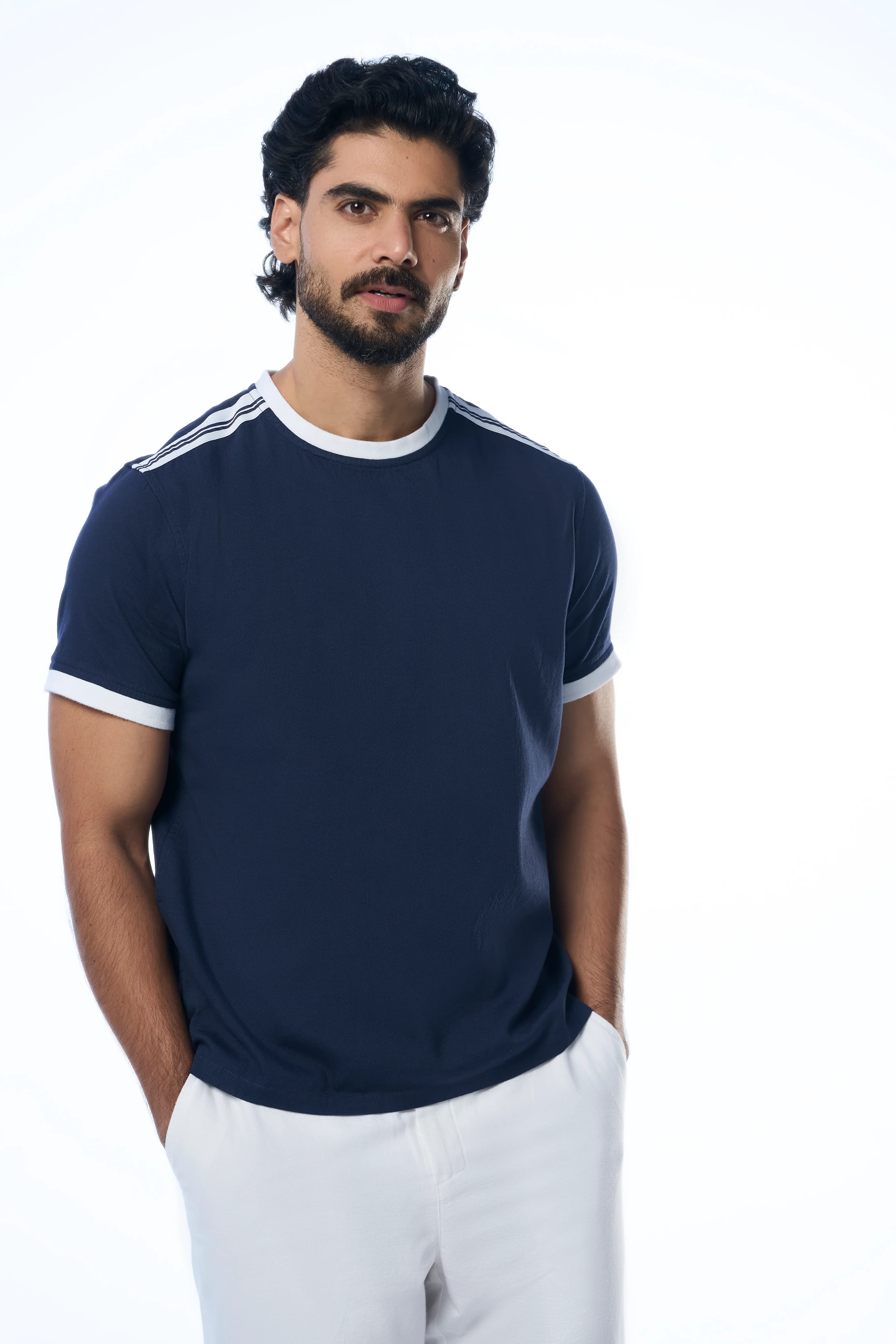 Men's 100% Khadi Cotton Ronny Khadi Club Tee – Easy Fit | Sunset Navy