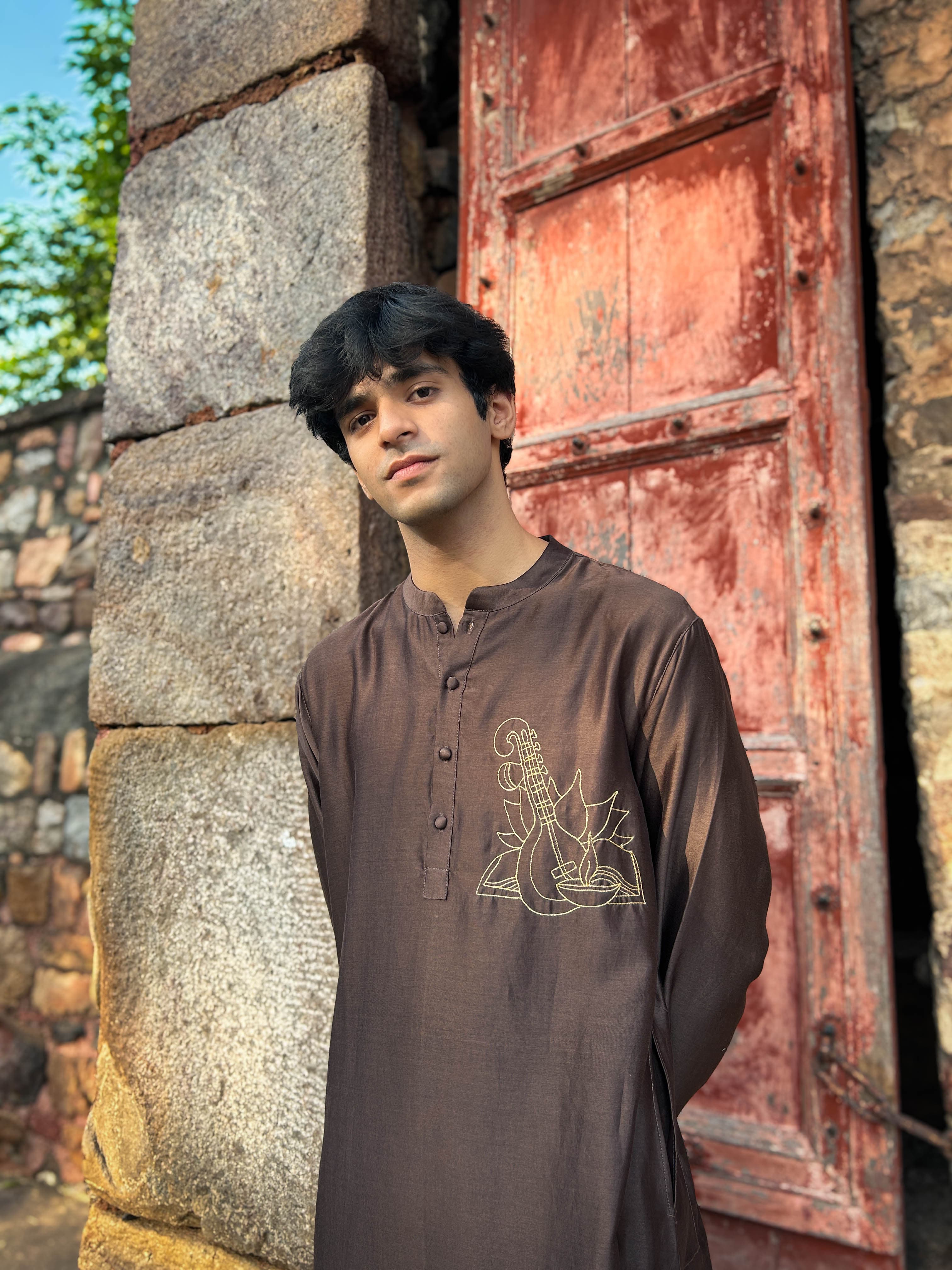 Kashi Embroidered Chanderi Silk Kurta with Aari Hand Embroidery