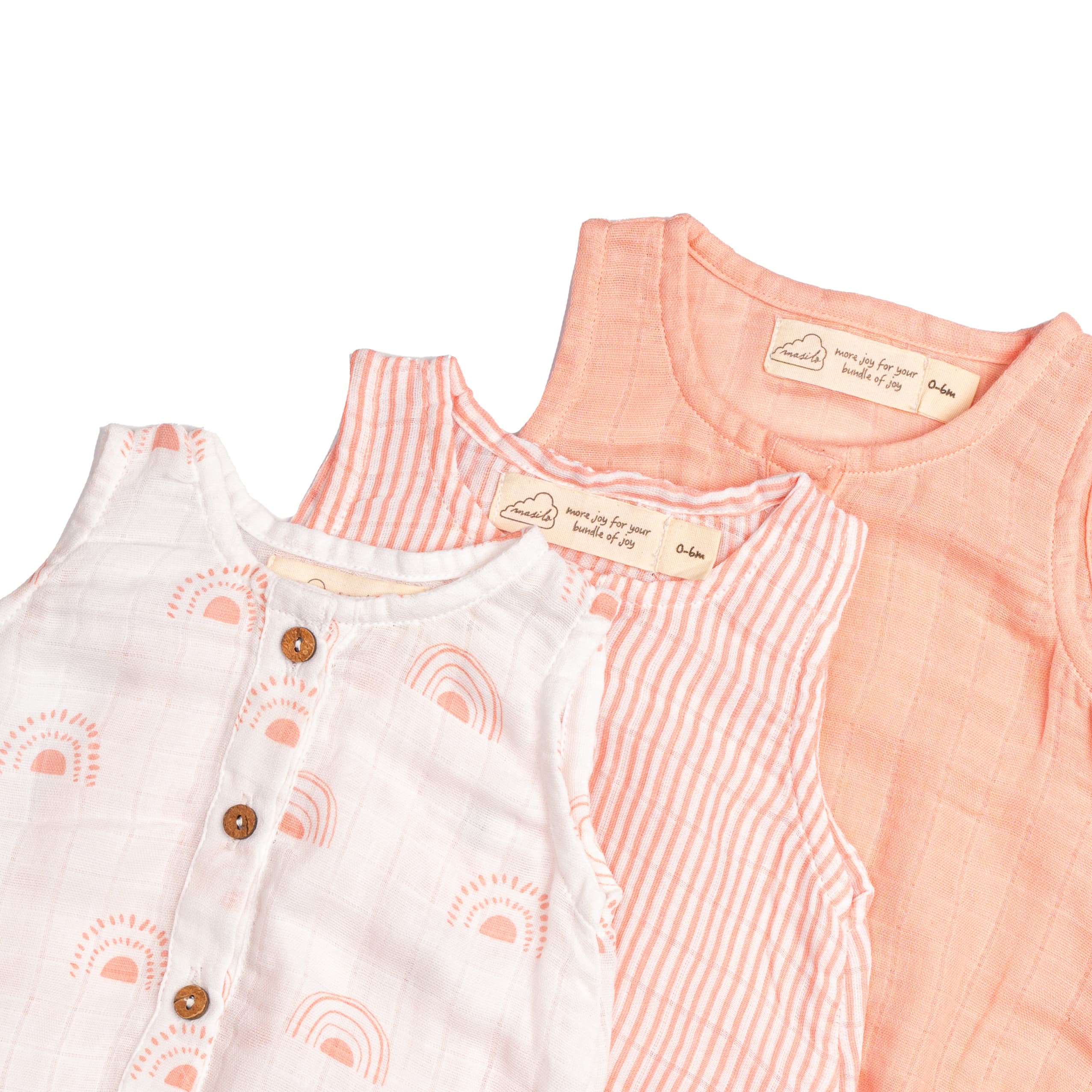 Organic Muslin Baby Romper (Pack of 3) | Rainbow