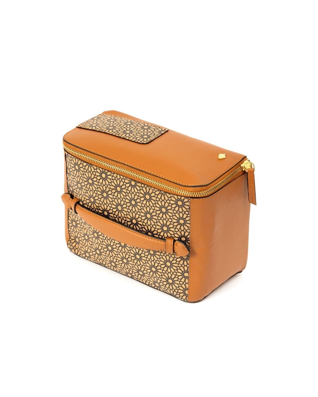 Utility Kit - Plant Leather & Cork Printing - Handle and a Zip Closure - Tan Matt