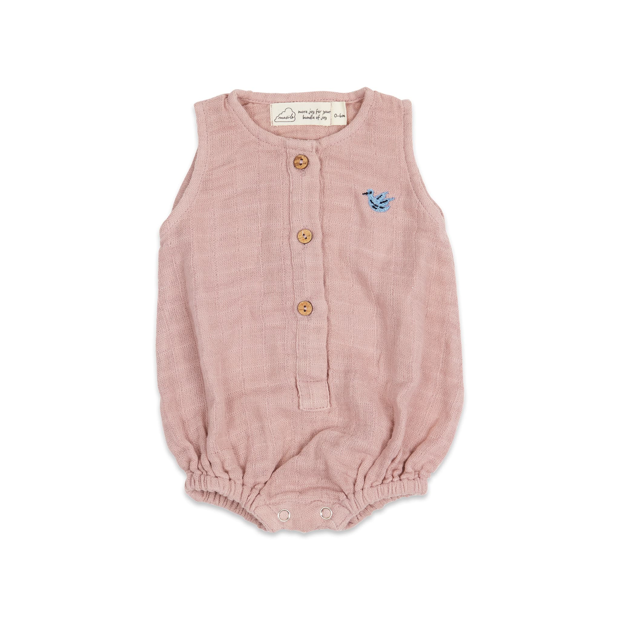 Organic Muslin Baby Romper - Old Rose