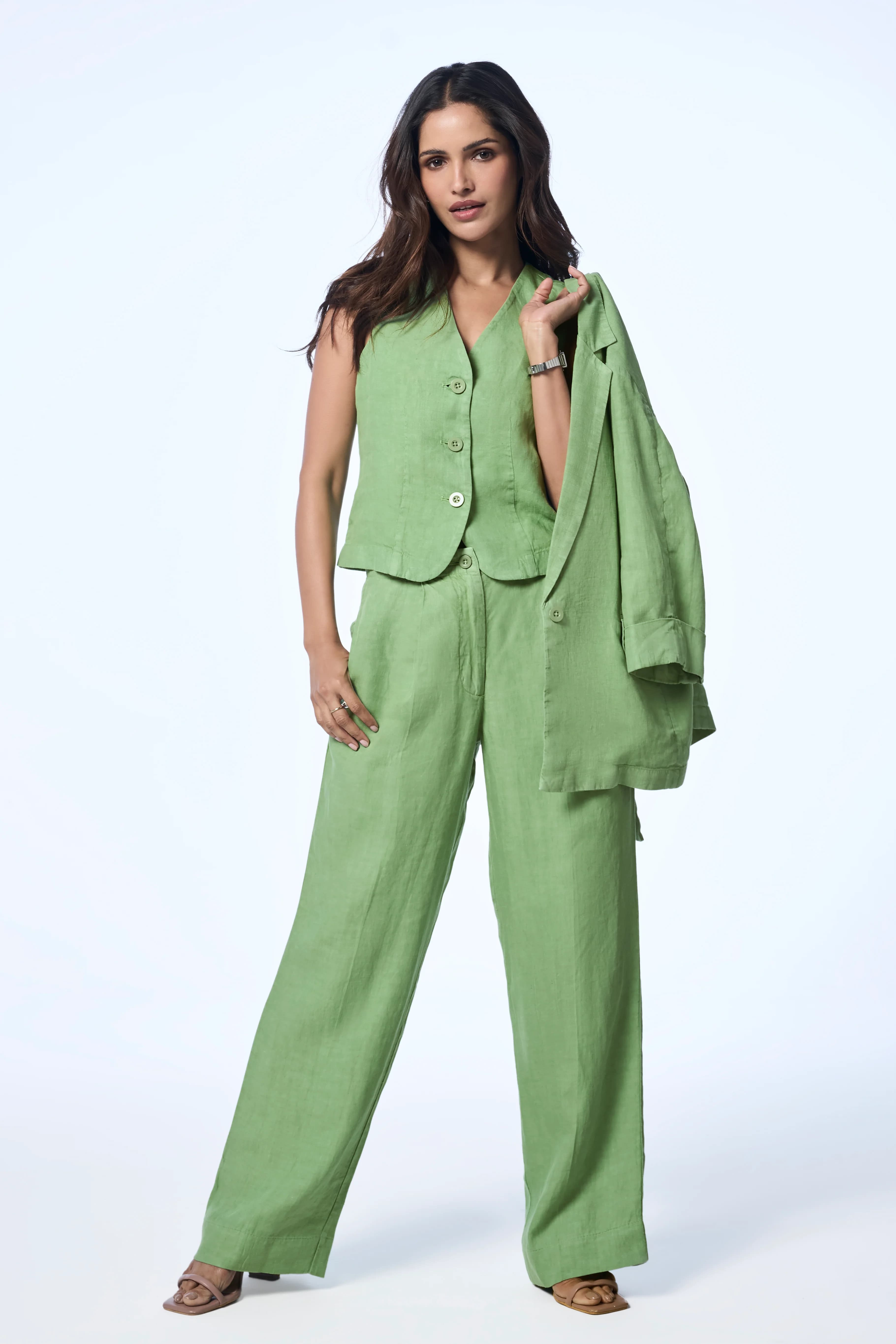 Women's 100% Linen Sasha Linen "I've Got Your Back" Blazer – Easy Fit | Mint Green