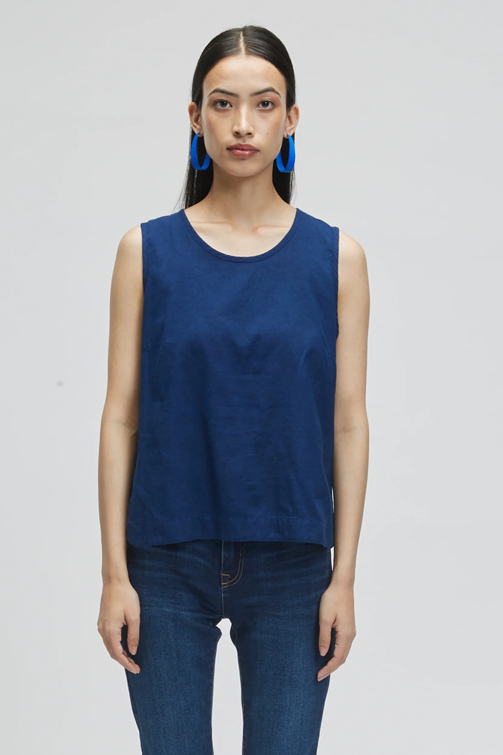Women's 100% Organic Khadi Cotton Vesta Sleeveless Blouse – Resort Fit | Blue