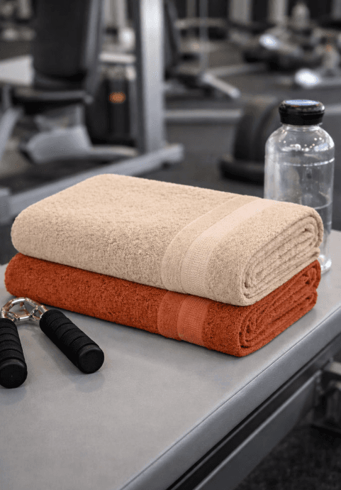 Bamboo Bath Towel | Pack of 2 | Ultra Soft, Super Absorbent & Quick Dry | Rust & Beige