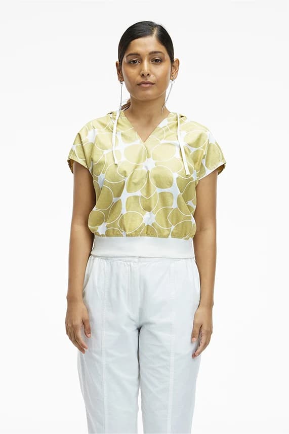 Women's 100% Organic Khadi Oxford Cotton Riobo Party Hoodie – Tapered Fit | Ecofoil Starburst Gold