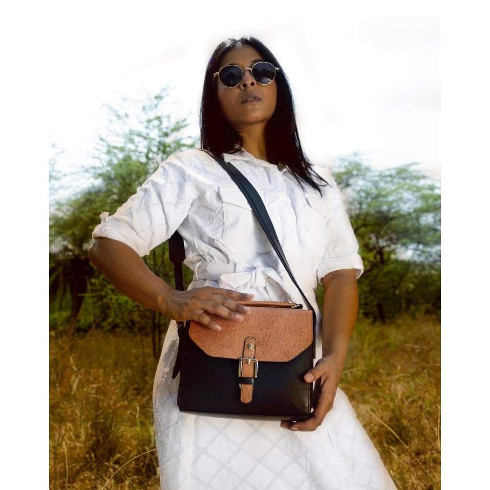 Juniper Vegan Leather Sling Bag - Black