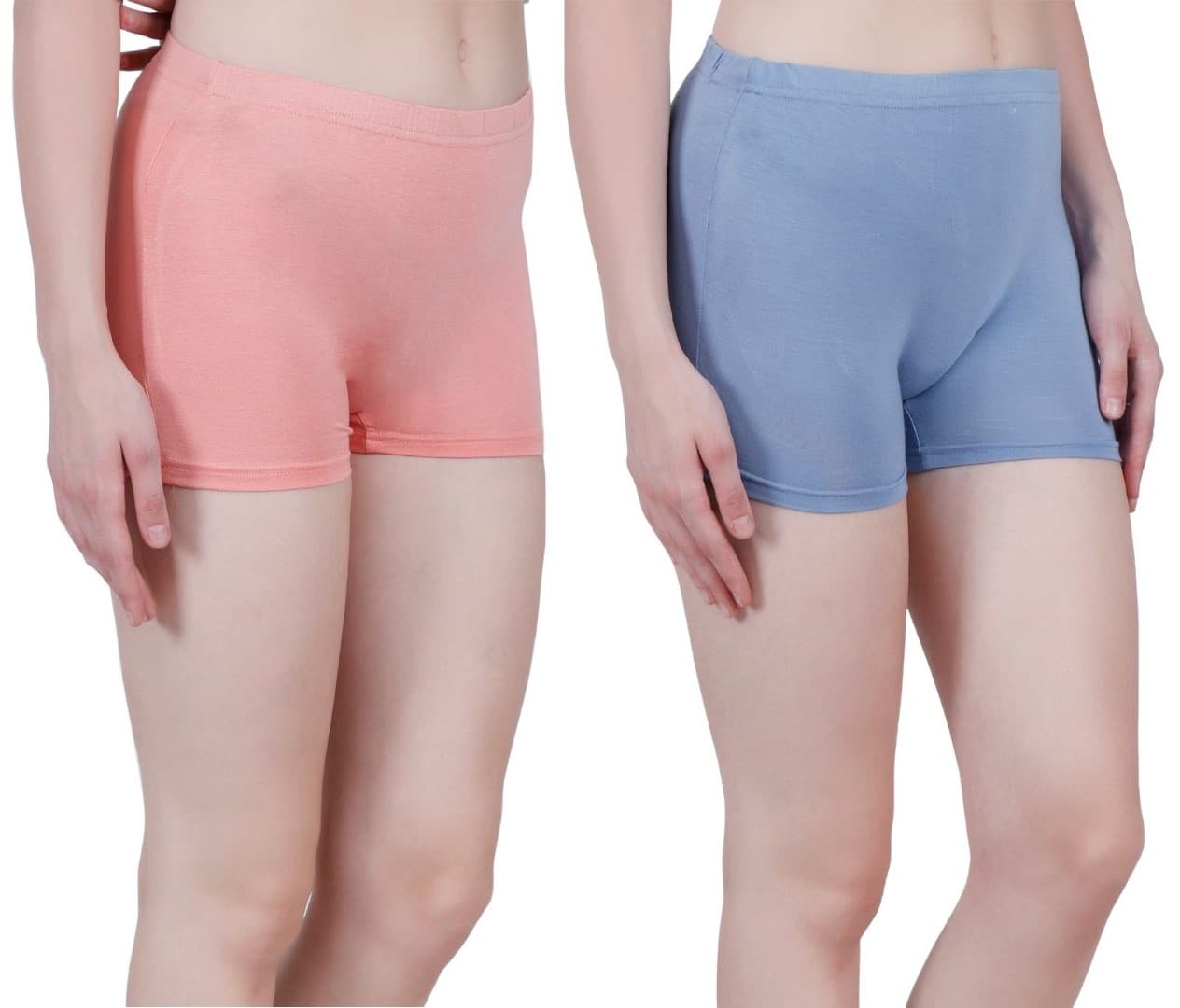 Women's Bamboo Boyshort Panties | Ultra-Soft Everyday Comfort | Peach & Blue - Pack of 2