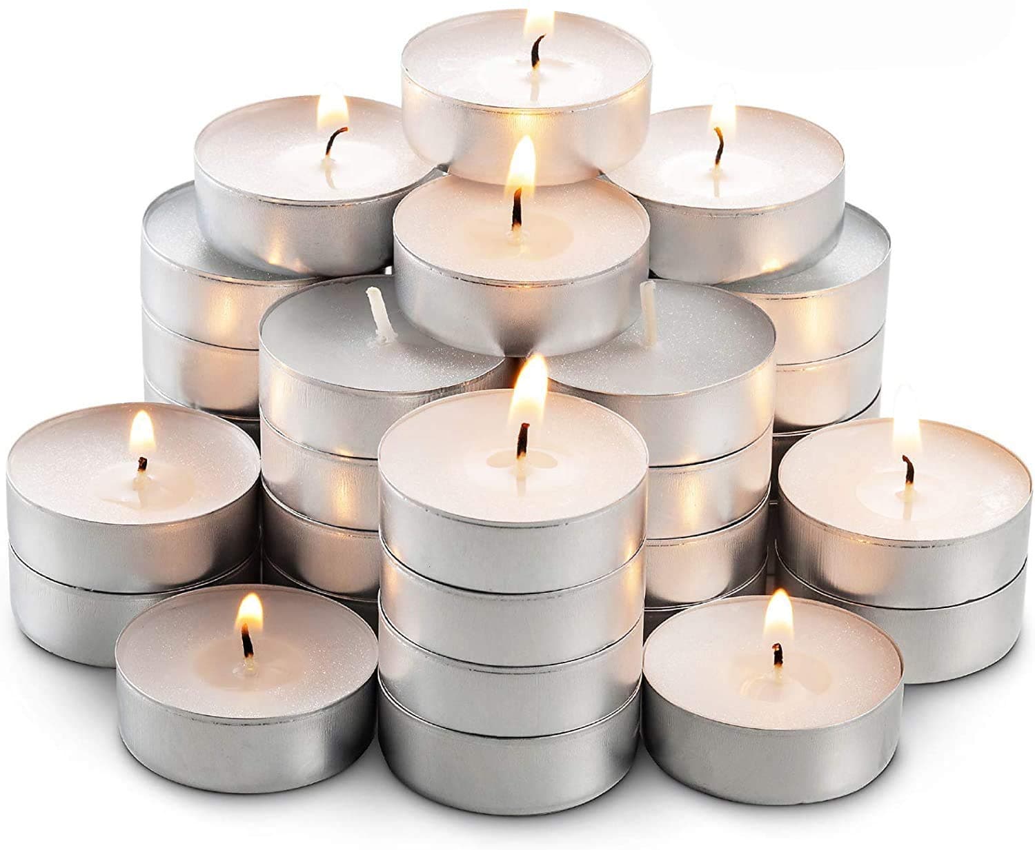 Unscented Tealight Candles Pack of 50 | Smokeless, Long-Lasting Wax
