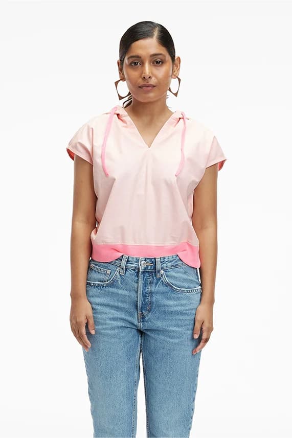 Women's 100% Organic Khadi Oxford Cotton Riobo Party Hoodie – Tapered Fit | Astro Sheen Aurora Pink