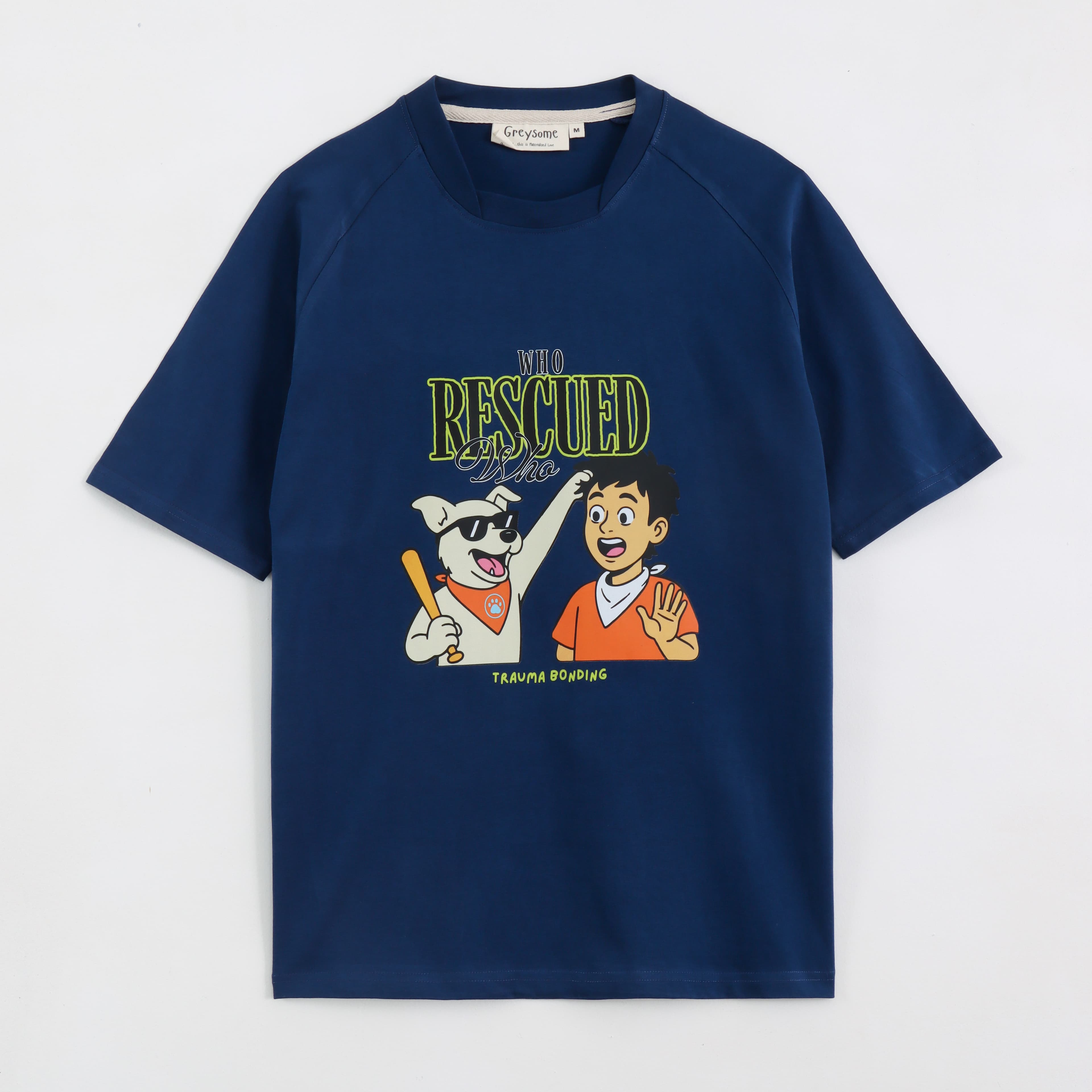 Who Rescued Who? Dog Dad Tee - Midnight Blue