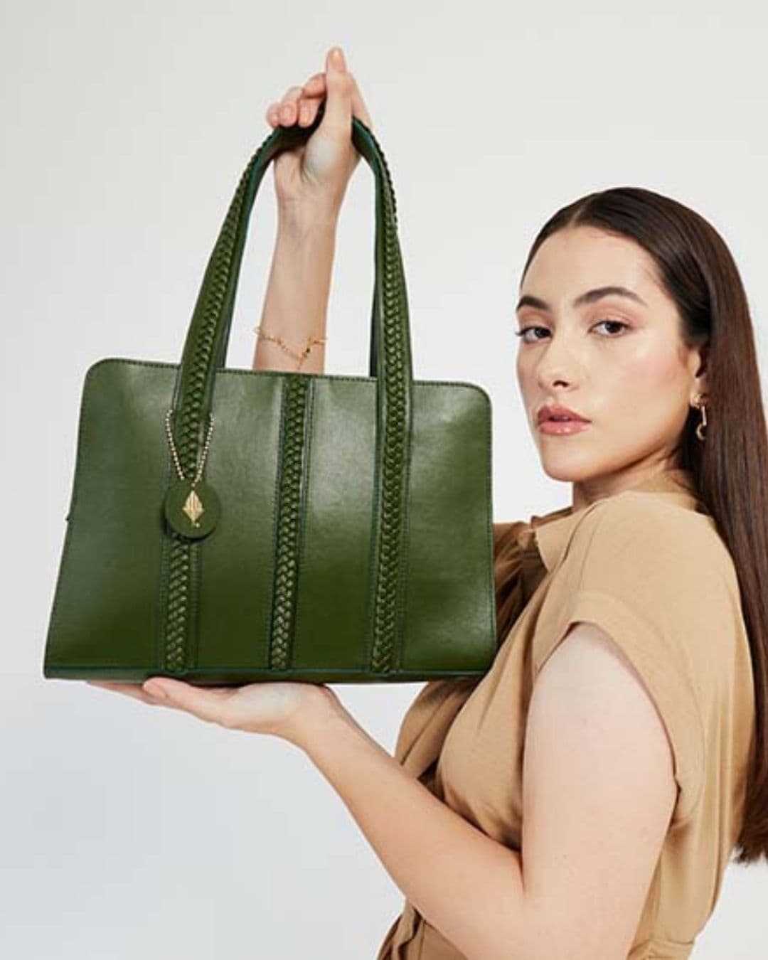  GAIA Shoulder Bags Cactus Leather Zip closure - Green